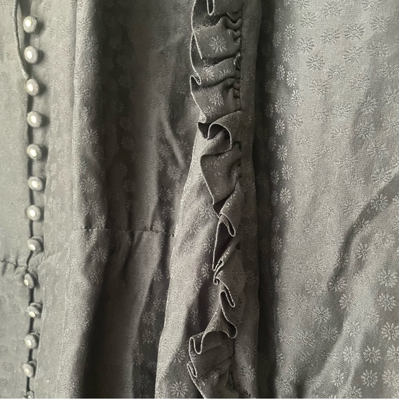 The Kooples Rent The Runway Black Floral Print Silk Dress Size 2 - Picture 6 of 10